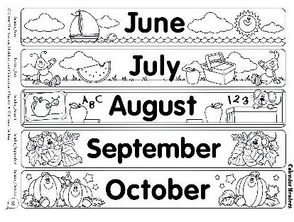 Months Of The Year Pages Coloring Pages